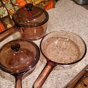 Amber Corning Pyrex Visionware 5 piece Set